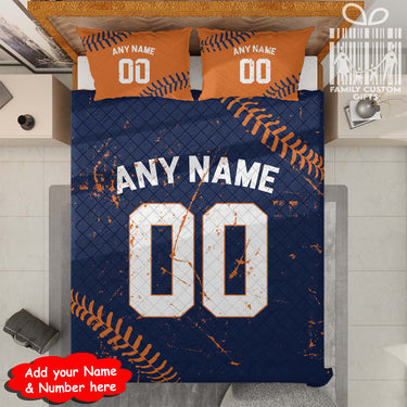 Custom Quilt Sets Houston Jersey Personalized Baseball Premium Quilt Bedding for Men Women